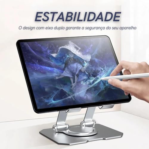 Suporte para Tablet em Aço Carbono Com Metal Resistente Apoio para Mesa Pedestal Portátil Dobrável A