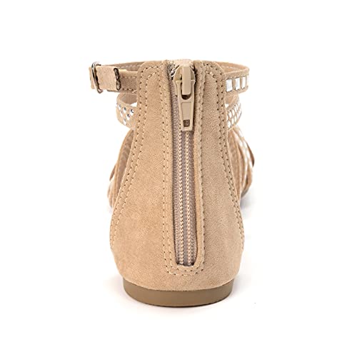 Luffymomo Women's Cross Strappy Sandals Flat Fisherman Thong Gladiator Strap Sandals (7 M Us Beige) #TOP3