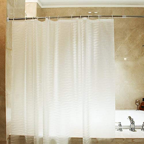 Mooxury Mildew Resistant Shower Curtain Liner with Hooks for Bathroom, EVA Bathroom Curtains, Water Proof, 72x72 Inch, White/Clear