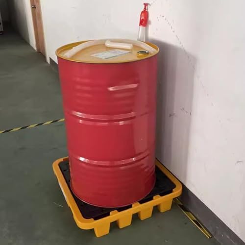 Modular Garage Storage Spill Containment Pallet - Heavy Duty Stackable Polyethylene Tray for 1/2 Drum with Drain Outlet