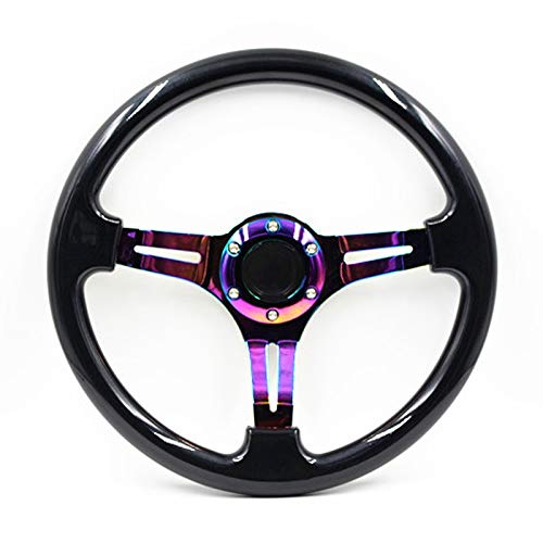Volante Sportivo Auto, Volante a Calice 350 millimetri Car Racing Steering Wheel 14inch Volante Black Classic ABS Deep Dish(Black)