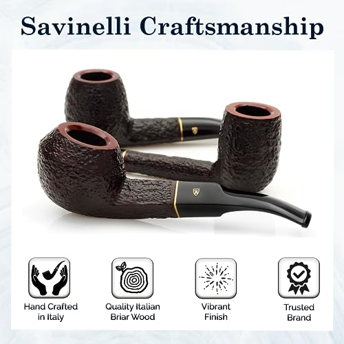Savinelli Roma 606 KS - Rome Inspired Italian Briar Wood Pipe, Hand Crafted in Italy, Traditional Wood Pipes From Italy, Bent Billiard Shaping, 6mm - Image 6