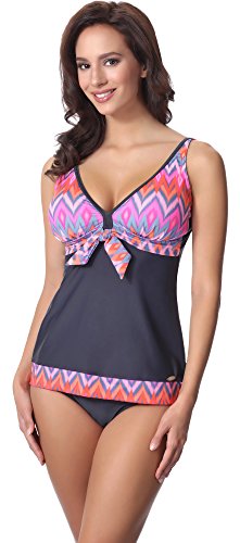 Preisvergleich Produktbild aQuarilla Damen Tankini AQ107(Graphit / Mehrfarbig, 40)