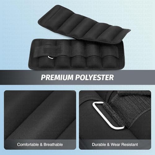 Image of Physiogears Adjustable Ankle /Wrist Weight Cuff 0.5-5 kg - Single Piece for Fitness, Walking, Running & Strength Training- Variations (Black, 1,2,3,4,5 Kg)
