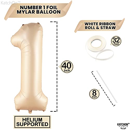 Image of KatchOn Beige Number 1 Balloon 40 Inch