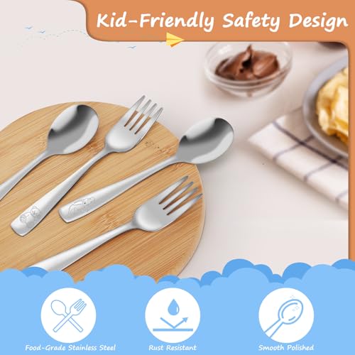 Auoikk A-SK-10 10-Piece Toddler Flatware, Kids Utensils Stainless Steel Cutlery Set, Children Safe Spoons And Forks With Ergonomic Handle, Easy To Use And Dishwasher Safe thumb #2