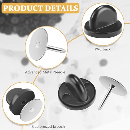 Image of PALAY 50 Pairs Rubber Blank Pin Backs Butterfly Clutch Backings Holder Tie Tacks, Replacement Lapel Enamel Pins Backings Clasps for Badge DIY Crafts Making (10mmx9mm)