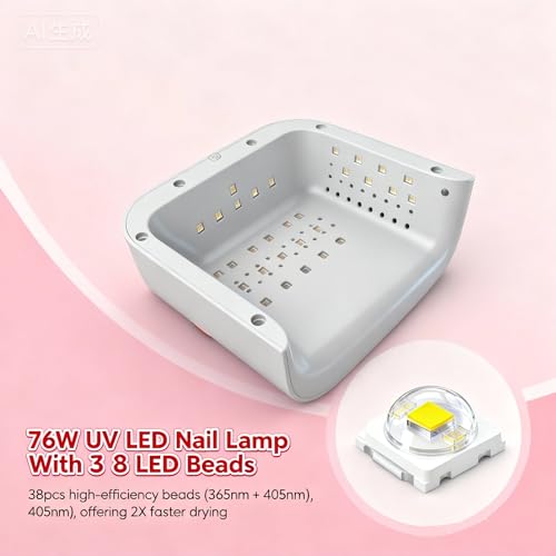 OBEEGOO 76W UV LED Nail Lamp Light Dryer for Nails Gel Polish,LED Nail Dryer with 38 LED Beads,4 Timer,Smart Sensor,LCD Display Fast Curing Gel Nail Polish Nail Art Tools Manicure Accessories — view 2