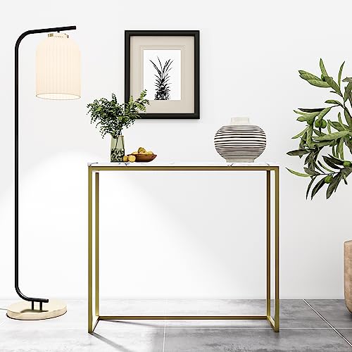 Tilly Lin 36" Faux Marble Top Console Table With Gold Metal Frame, Rectangular Shape Sofa Table For Entryway, Bar Table For Dining Room, Couch Table, Display Table For Living Room, Hallway, Foyer #TOP2