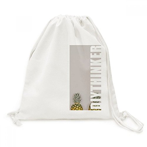 Sac à cordon en toile blanc avec ananas sac à dos voyage léger sac de plage original en coton