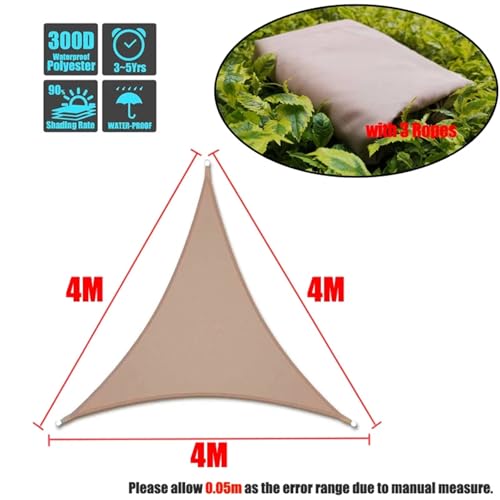 Voile d'ombrage triangulaire imperméable 4x4x4m en polyester pour jardin - 3