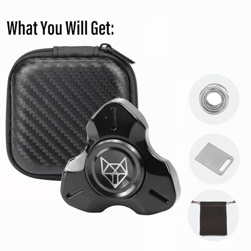 Image of FREELOVE Premium Metal Fidget Spinner for Adults, Stainless Steel Heavy Silent Spinner with Precision Bearing, Small Office Desk Toy & EDC for Stress Relief Focus ADHD, Pro Black