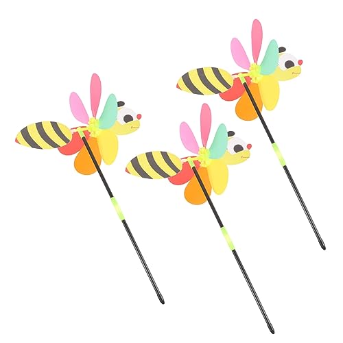 GALPADA 3 Stück Teiliges Garten Windrad mit Libellen Bunte Windrädchen aus Langlebigem PVC Wetterfestes Outdoor Deko Accessoire für Garten Blumenpötte und Partyveranstaltungen