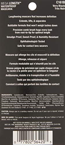 wet-n-wild-Mega-Length-Waterproof-Mascara-Very-Black-021-Ounce wet n wild Mascara - Lengthening, Vitamin E Enriched, Precision Comb Brush, Cruelty-Free, Gluten-Free, Sulfate-Free & Vegan - Very Black