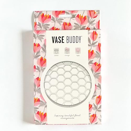 Vase Buddy Reusable Silicone Flower Arranging Grid Stretches Over The Rim of Vase Self-Grips to Glass for Easy Flower Arranging. Fits vase Openings from 5 - 8.