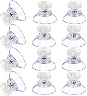 12 Pieces Large Suction Cup Plastic Sucker Pads Rubber Transparent Anti-Collision Sucker Pad Metal Nut Stud Transparent PVC Strong Suction Cup Replacement with Screw Nut for Glass Table (25M5-6)