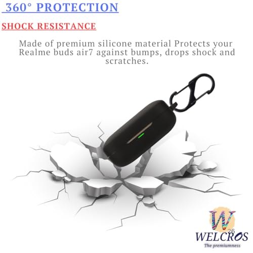 Image of WELCROS Soft Silicone Case Cover Compatible for Realme Buds Air 7 | 7 Pro (Black, Combo)