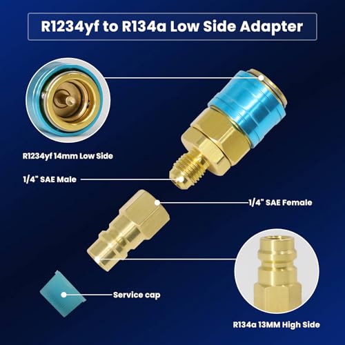 SUREPHON R1234YF Adapter, R1234yf to R134a Quick Coupler, High Low Side Conversion Kit for Car Auto AC Charging, R1234yf Refrigerant Air Conditioning System Hose Fitting - Thumbnail 3