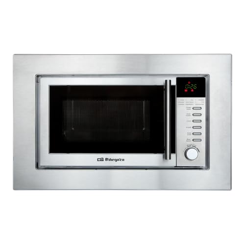 ORBEGOZO MIG 2025 Microondas 20L 800W con Grill 1000W, 6 niveles potencia, 9 programas automáticos, temporizador 95 min, descongelación, señal fin, full inox, 230V