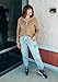 BTFBM Womens Sweaters Quarter Zip Pullover V Neck Collar Long Sleeve Ribbed Knit Loose Casual 2025 Winter Fall Sweater(Light Khaki, Small)