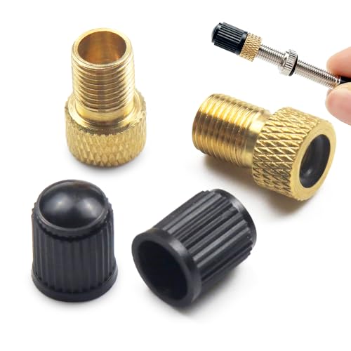 Pitlane Performance® Adaptateur Valve Vélo Presta Schrader en Laiton avec Bouchons de Valve, Compatible Pompe à Air et Compresseur, Lot de 4 pour Vélos Route, VTT et Vélos Électriques – vue 7