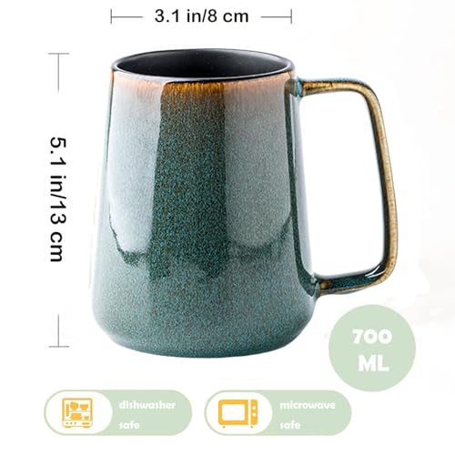 Large Ceramics Coffee Mugs,24 OZ,Large Handle Design,Extra Large Tea and Coffee Cup for Office and Home，Microwave and Dishwasher Safe(Color:24 oz Green). by Ceraozmus - Image 2
