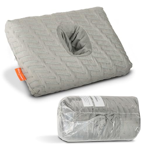 Silver Crown Ear Pillow with Hole – Memory Foam Ear Piercing Pillow for Side Sleepers, Bamboo Knitted Pillow with Hole for Ear Pain Relief, Ear Hole Pillow for Piercings & Headphones with Zipper Case.
