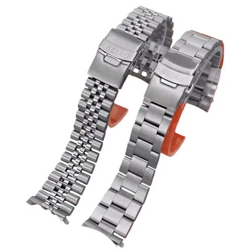 ROUREOX Masywny Pasek Zegarka Stal Nierdzewna 19mm 20mm 21mm 22mm Zakrzywione Końce, Metalowa Bransoleta dla Seiko SKX007 SKX009-3-Link 19mm