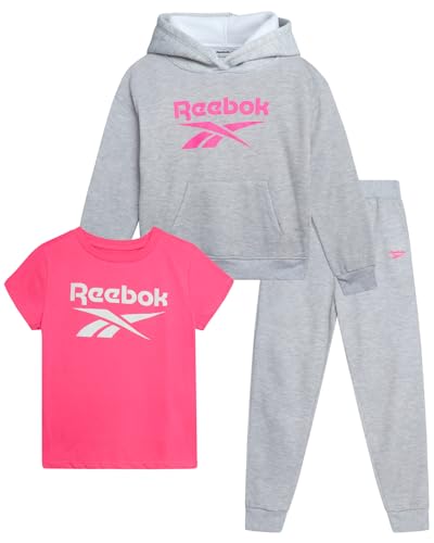 Reebok Girls 3-Piece Jogger Set - Hoodie, Graphic Tee & Sweatpants - image 1