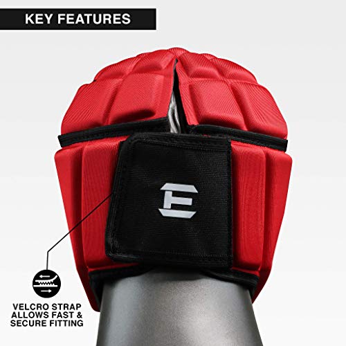 EliteTek Soft Padded Helmet Headgear Protection: 7on7 Tournaments, Flag Football, Team Sports, Training, Rugby, Lacrosse, Soccer, Practice & Epilepsy FITS Youth & Adult! (Red, Medium) - Thumbnail 6