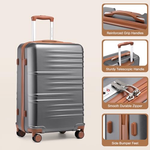 British Traveller Medium Size Suitcase with 4 Wheels Durable PC Hard Shell Luggage Suitcase Lightweight Check in Hold Luggage - Image 6