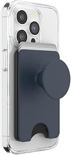 PopSockets 携帯電話ウォレット 拡張グリップとアダプターリング付き MagSafe用 電話カードホルダー ワイヤレス充電対応 MagSafe対応財布 ネイビーブルー