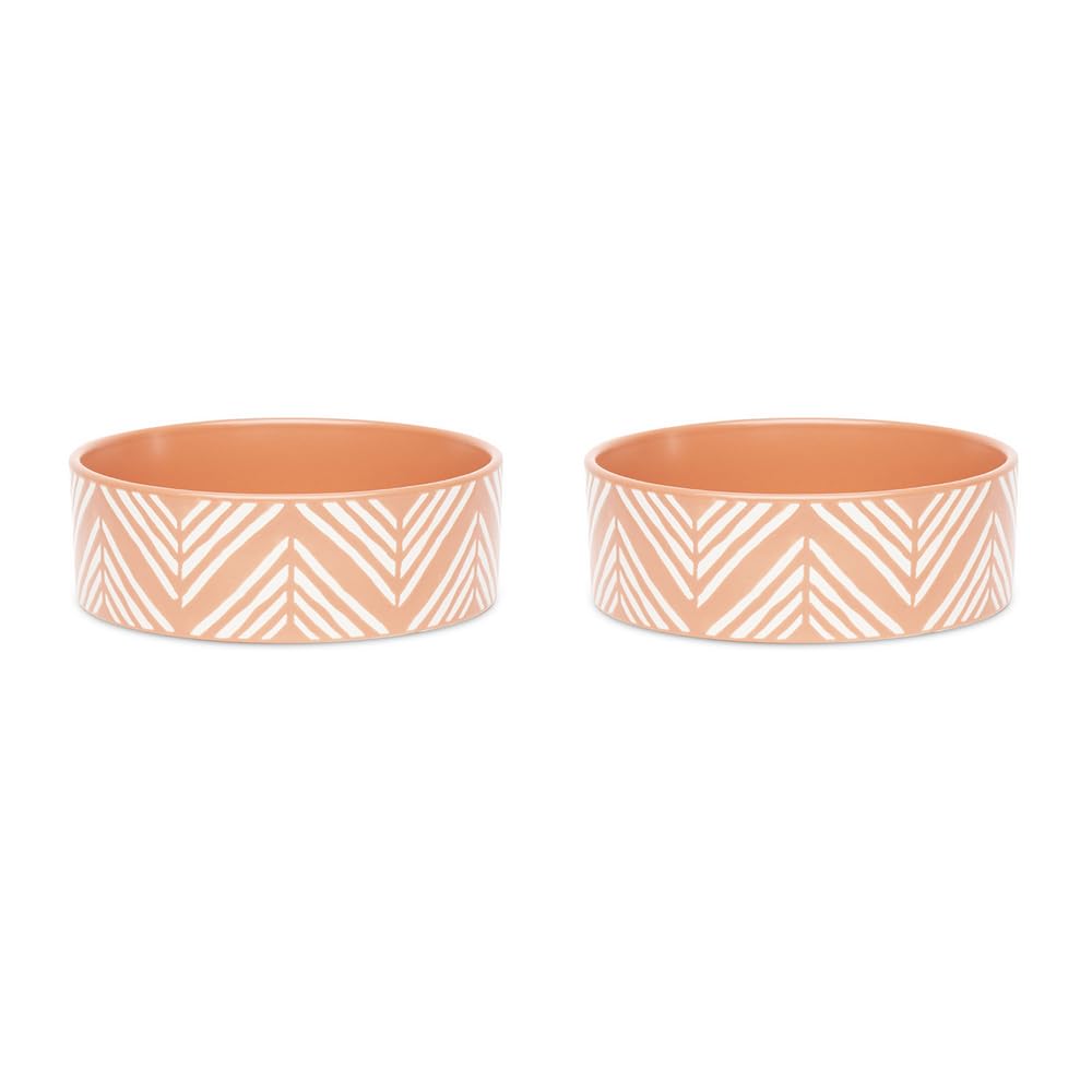 Scruffs Aztec 2pc Ceramic Dog Bowl Set - Terracotta 15cm