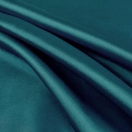 Payton Dark Turquoise Faux Silk Minimal Stretch Charmeuse Satin Fabric by The Yard - 10017