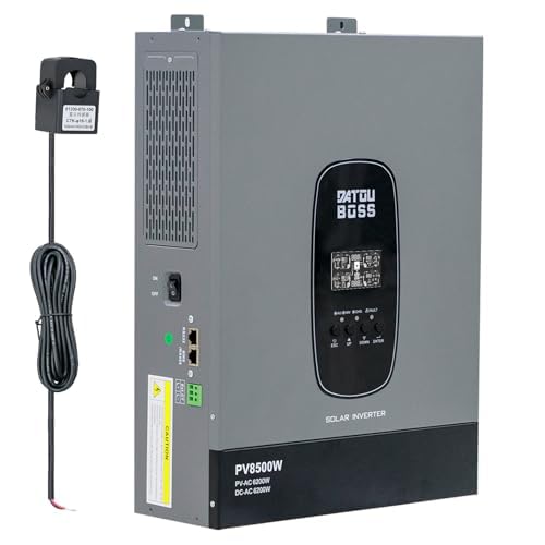 DATOUBOSS Onduleur Solaire Hybride 6200W 48V, Onde Sinusoïdale Pure, MPPT 120A, Entrée PV 8500W, Fonction Zéro Injection, Fonctionnement sans Batterie,...