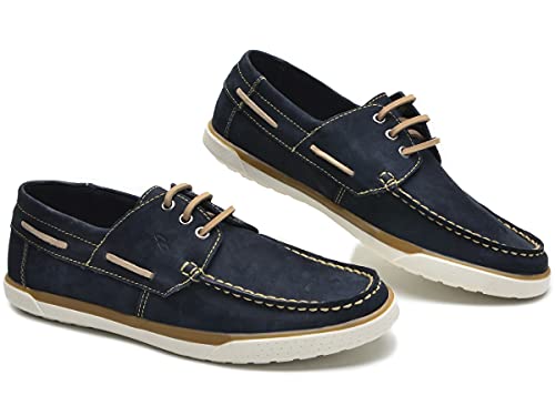 Docksides Masculino Casual em Couro Nobuck Azul Marinho (39)