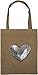 Produktbild styleBREAKER Einkaufstasche mit Pailletten Herz Applikation, Tragetasche, Canvas Stofftasche, Tasche, Unisex 02012212, Farbe:Khaki
