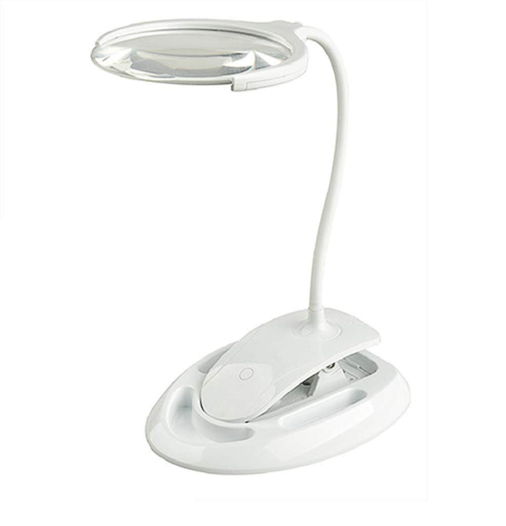 Lámpara con Lupa Y Pinza: Lente Led Regulable, Luz De Trabajo con Brazo Giratorio Ajustable De 3X A 8X, Lupa De Escritorio.