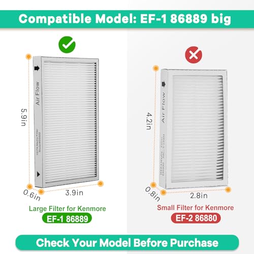 Image of 53295 EF-1 HEPA Media Filter for Kenmore 86889, 20-86889, 40324, 53295 Exhaust Air Filter for Upright and Canister Vacuums Cleaner, For Panasonic Part MC-V199H