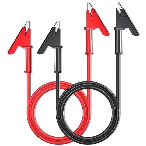 Cleqee 2 Stück Krokodilklemmen Messleitungen Dual endete Krokodil Draht Kabel mit Isolatoren Clips Test flexible Kupferkabel für elektrische Prüfung 3 3ft/1m
