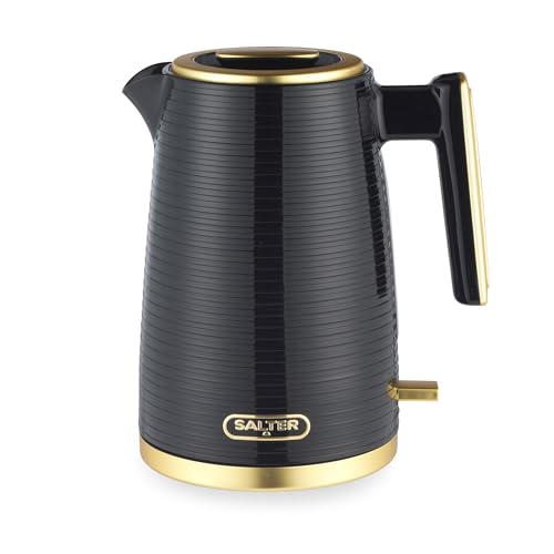 Salter Palermo Electric 1.7L Kettle - 3000W Rapid Boil, 360° Swivel Base, Auto Shut-Off, Boil-Dry Sensor, Anti-Limescale Filter, Easy View Water Window, Strix Controller, Black & Gold