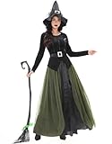 Funna Witch Costume for Women Halloween Dress up Cosplay with Hat Black, X-Small