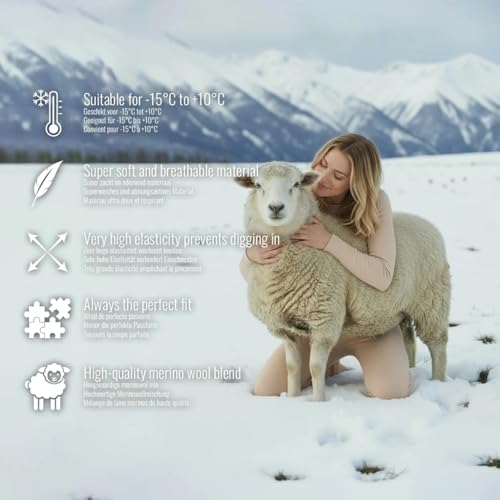 BestSale247 Damen Mädchen Merino Wolle Thermo Unterwäsche Set (Hemd + Hose) warmes Winter Skiunterwäsche Merinowolle (Schwarz, M)