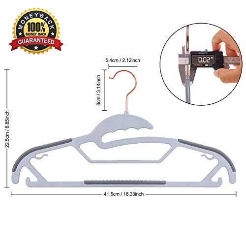 50-Pack Slim S-Shaped Plastic Hangers with Non-Slip Grips – Space-Saving Gray Hangers for Delicate Necklines, Fits Shirts, Dresses & Coats in Closet/Dorm Organizers - Image 3