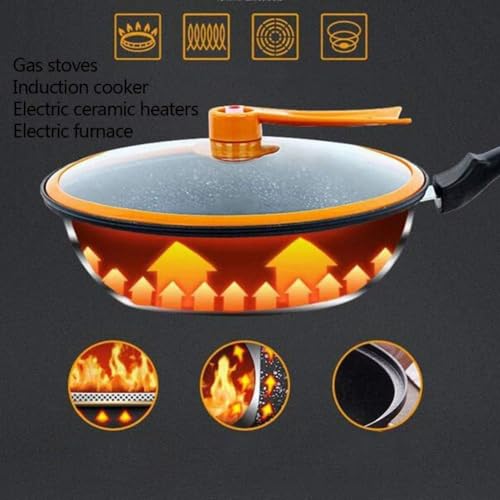 Wok antiadherente con tapa y revestimiento cerámico rojo miniatura 4