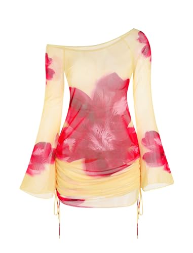 Image of ZAFUL Womens Swimsuit Cover Up Dress Off Shoulder Hollow Coverup Bathing Suit Mesh Swim Beach Dress