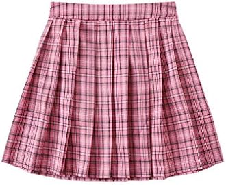 WDIRARA Women's Plaid High Waist Pleated Skater A Line Uniform Mini Skirt