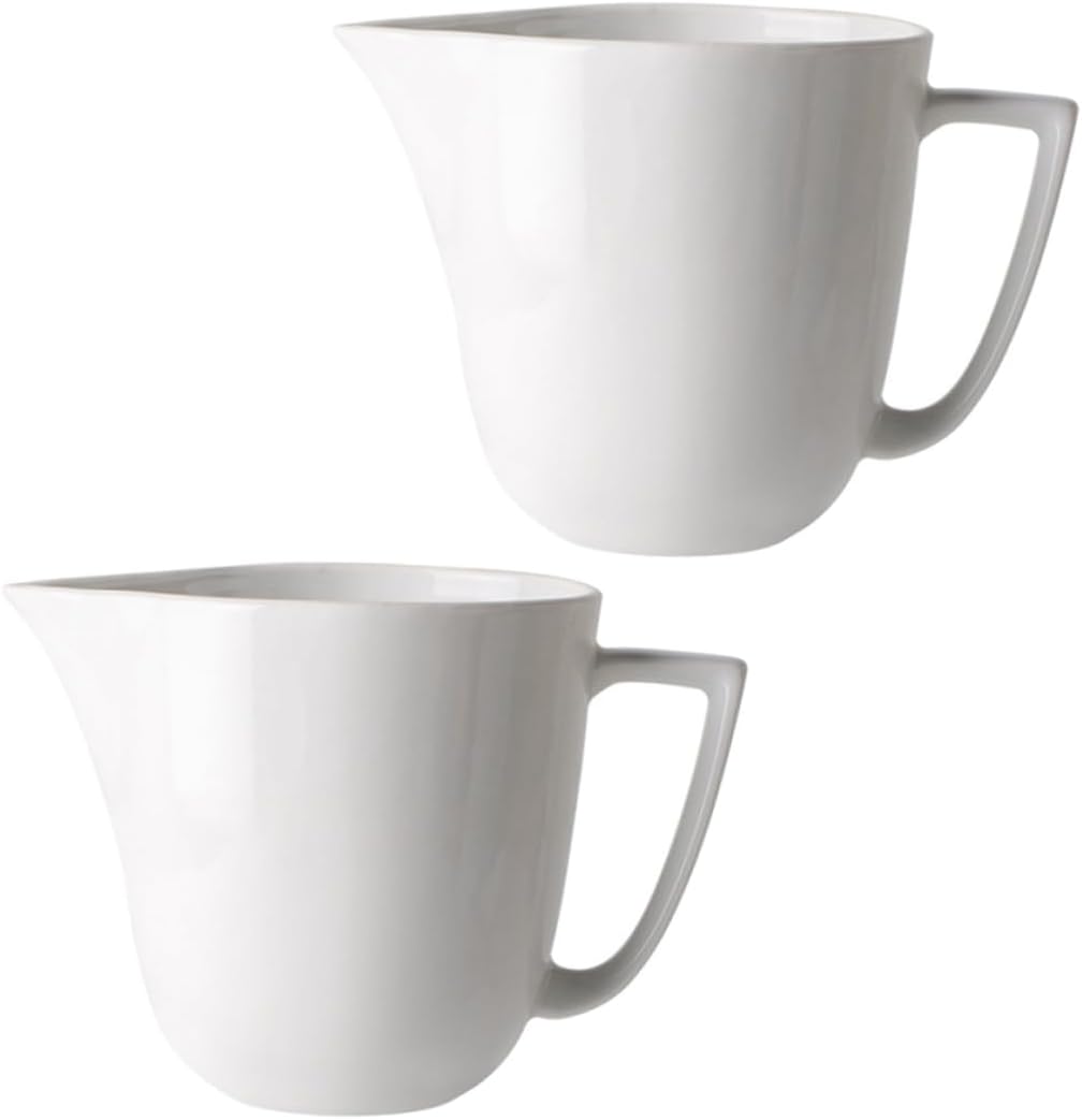 2-piece Ceramic Coffee Latte Art Tool Set Milk Pitcher Creamer Handle for Bar Home Use Random Style