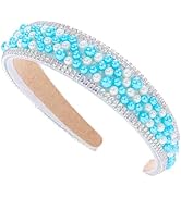 Wecoe Blaues Strass-Stirnband Für Damen – Glitzernd Mit Perlen, Rutschfester Kamm