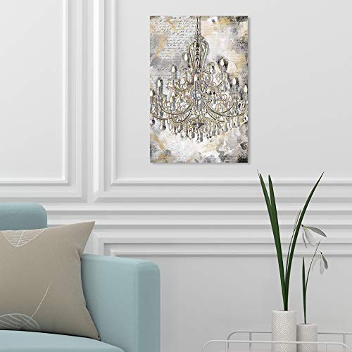 The Oliver Gal Artist Co. Fashion and Glam Wall Art Canvas Prints 'Calligraphy Chandeliers Home Décor, 10" x 15", Gold, Gray by The Oliver Gal Artist Co. - Used condition - Image 3